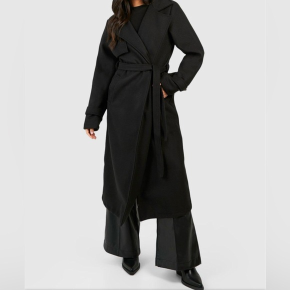 NWT Petite Belted Wool Look Trench Coat - Picture 2 of 9